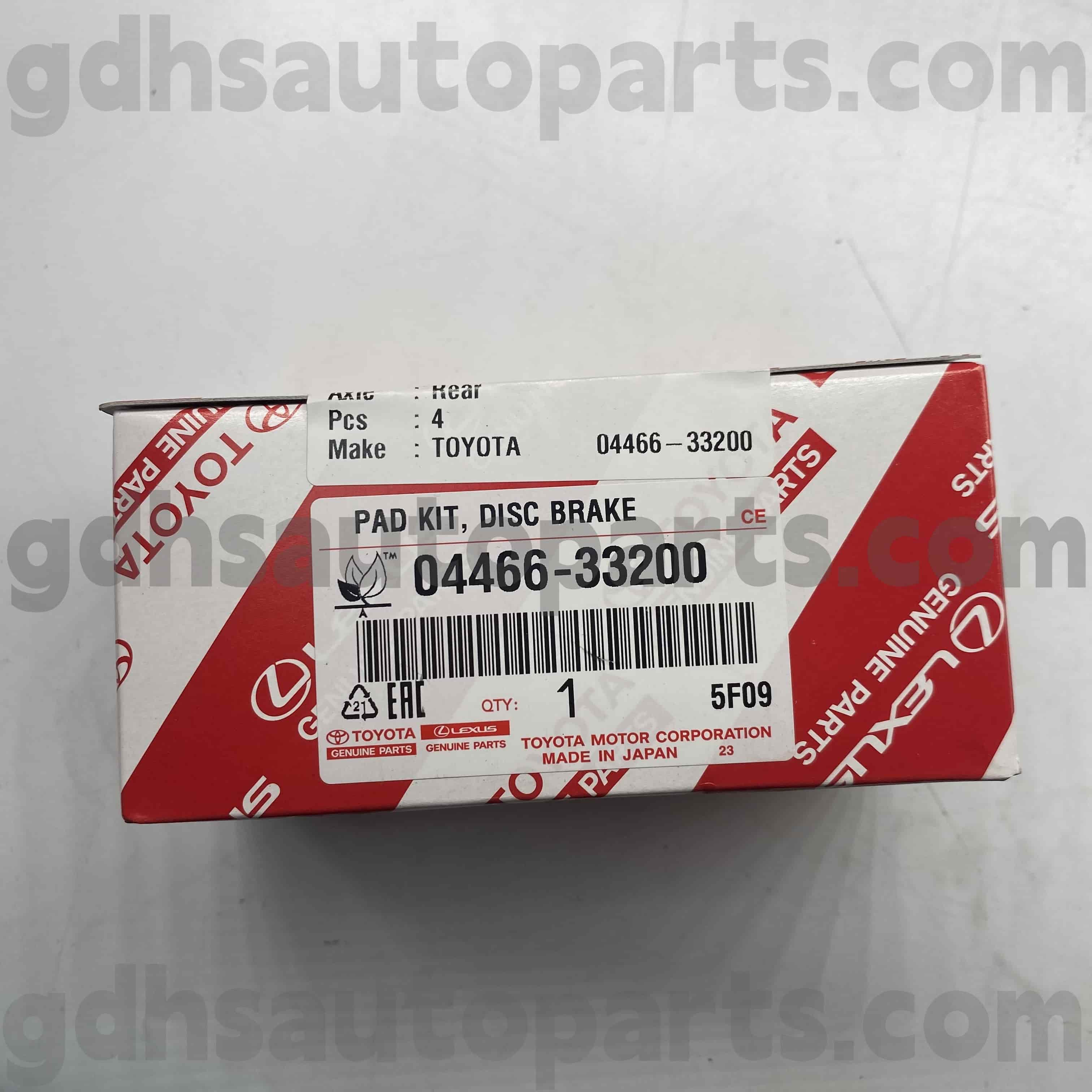 04466-33200 Toyota Оригинални делови Задни влошки за сопирачките за Camry/Hybrid, Lexus ES350 (NAP) Шасија бр. ACV51 ASV50 AVV60 AS